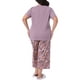 thumbnail image 3 of Conjunto de pijamas de dos piezas para mujer de tallas grandes Agnes Orinda, con camisetas de manga corta y pantalones, patrón impreso, 1X púrpura, 3 of 6