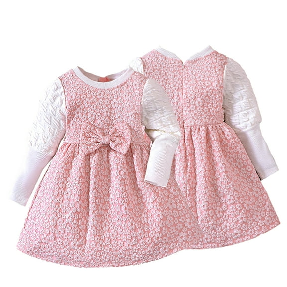 Esaierr Toddler Girls Fall Winter Dress Long Sleeve Versatile Casual Dress 2-7T Patchwork Fashion Princess Dresses for Baby Kids
