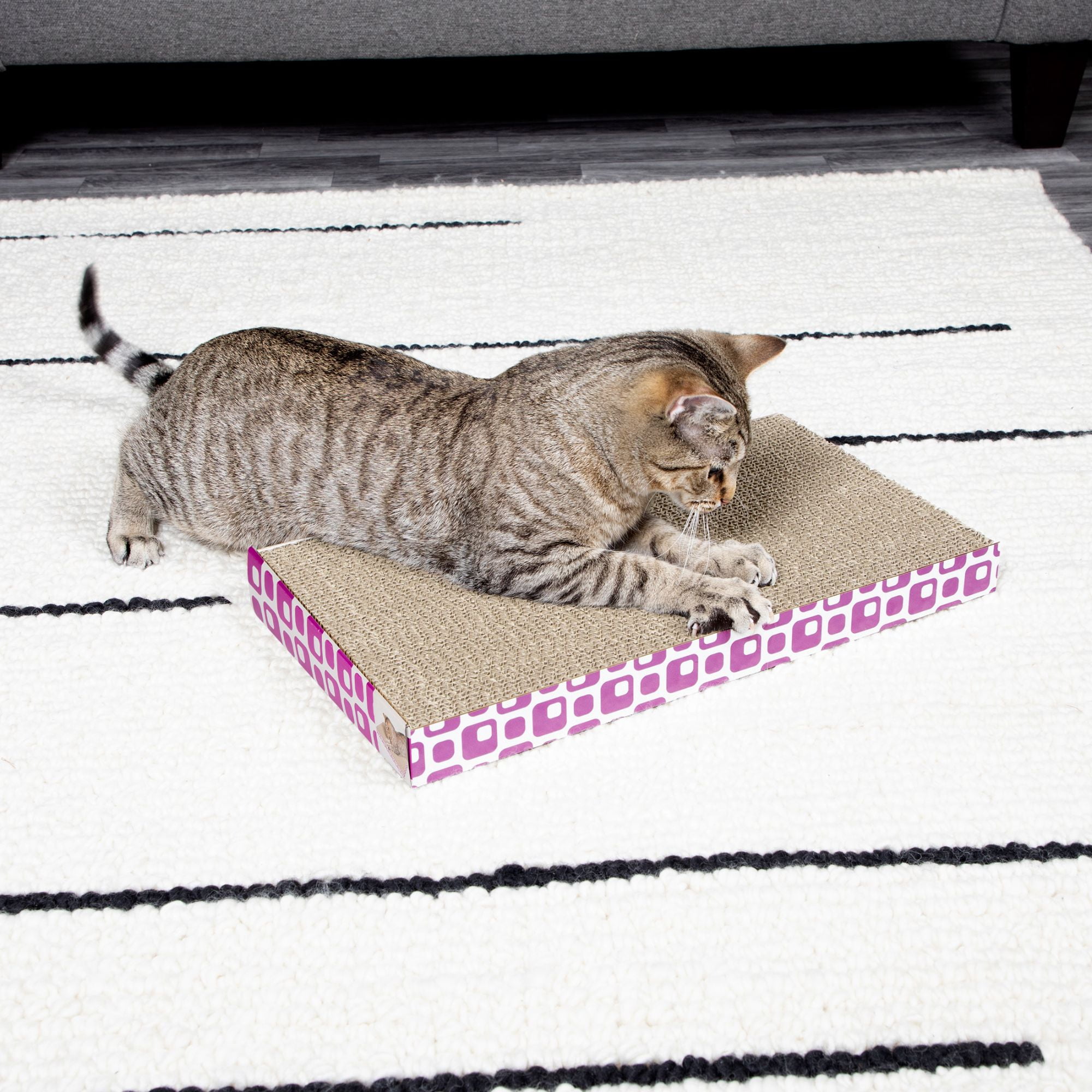 Vibrant Life Durable Corrugated Cardboard Cat Scratching Pad, Multicolored, XL