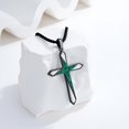 thumbnail image 5 of Coachuhhar Black Cross Necklace 925 Sterling Silver Malachite Pendant Necklaces Religious Christian Jewelry for Men Women Fathers Day Confirmation Baptism Gifts for Husband, 5 of 8