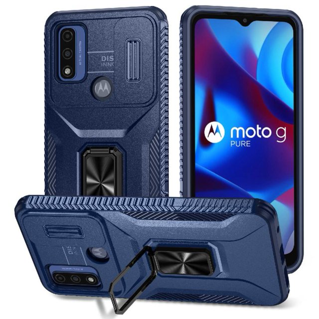 Funda para GANGXUN Motorola Moto G Play 2023 - Soporte metálico, Función magnética, Azul