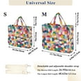 thumbnail image 2 of FORMRS Womens Corduroy Tote Bag Crossbody Shoulder Handbag with Pocket, Dark Colorful Circles, 2 of 7