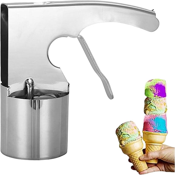 ABCISI Ice Cream Scooper - 1/2 Cylindrical Ice Cream Scoop, Stainless Steel Ice Cream Sandwich Scoop, Ice Cream Accessories With Trigger