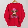 thumbnail image 4 of Valentines Sweatshirts Women Heart Printed Crewneck Plus Size Loose Holiday Red Top Sweet Valentine's Day Gifts (M, Red|Cattle), 4 of 6
