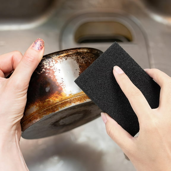KALLORY 5-Pack Pot and Pan Cleaning Sponges for Kitchen Utensils and Stove, Multi-Function Grease and Rust Remover, 3.9x2.8x1 in