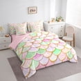 thumbnail image 3 of Homewish Mermaid Fishtail 7 Pieces Bedding Comforter Set,Cartoon Sea Animal Full Bedding Set,Pink Green Fitted Sheet Flat Sheet For Girls Teens,Ultra Soft Home Decor Reversible, 3 of 8