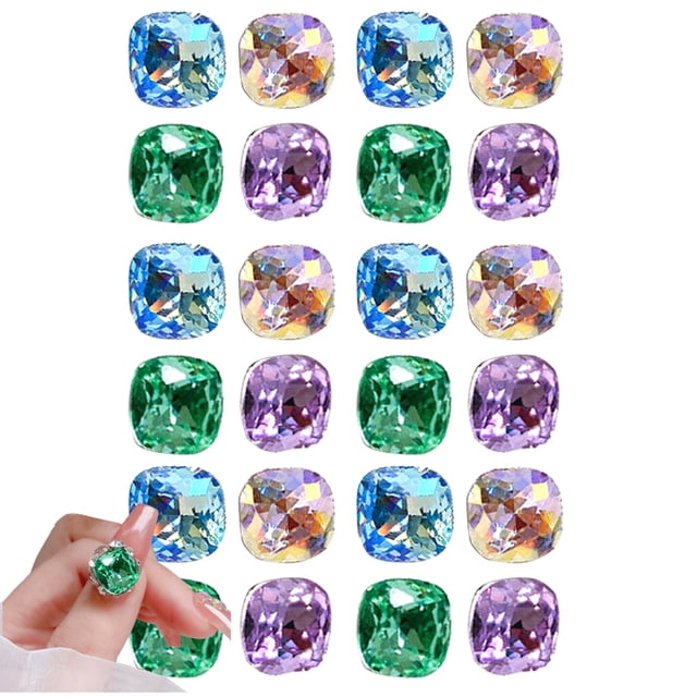 24 diamantes de imitación para decoración de uñas, cristales 3D para decoración de uñas.