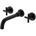 thumbnail image 1 of Bathroom Faucet, 2-Handle Wall Mounted Bathroom Sink Faucet and Rough in Valve Included, Brushed Gold - Matte Black, 1 of 7