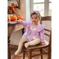 thumbnail image 4 of 2 Pcs Infant Girl Halloween Outfit Ruffle Long Sleeve Neck Pumpkin/Ghost Embroidery Romper Dress and Headband Set, 4 of 9