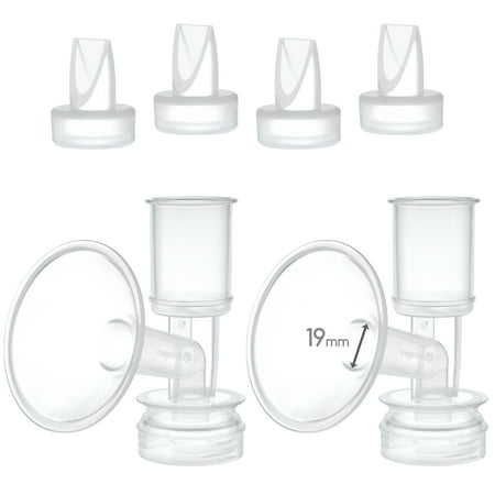 Maymom Non-Insert, One-piece Small Flange Kit Compatible with Ameda Purely Yours, Ultra Breastpump (Flange 19 mm XS, Extra Samll), with Duckbill; Not Original Ameda Flange or Duckbill