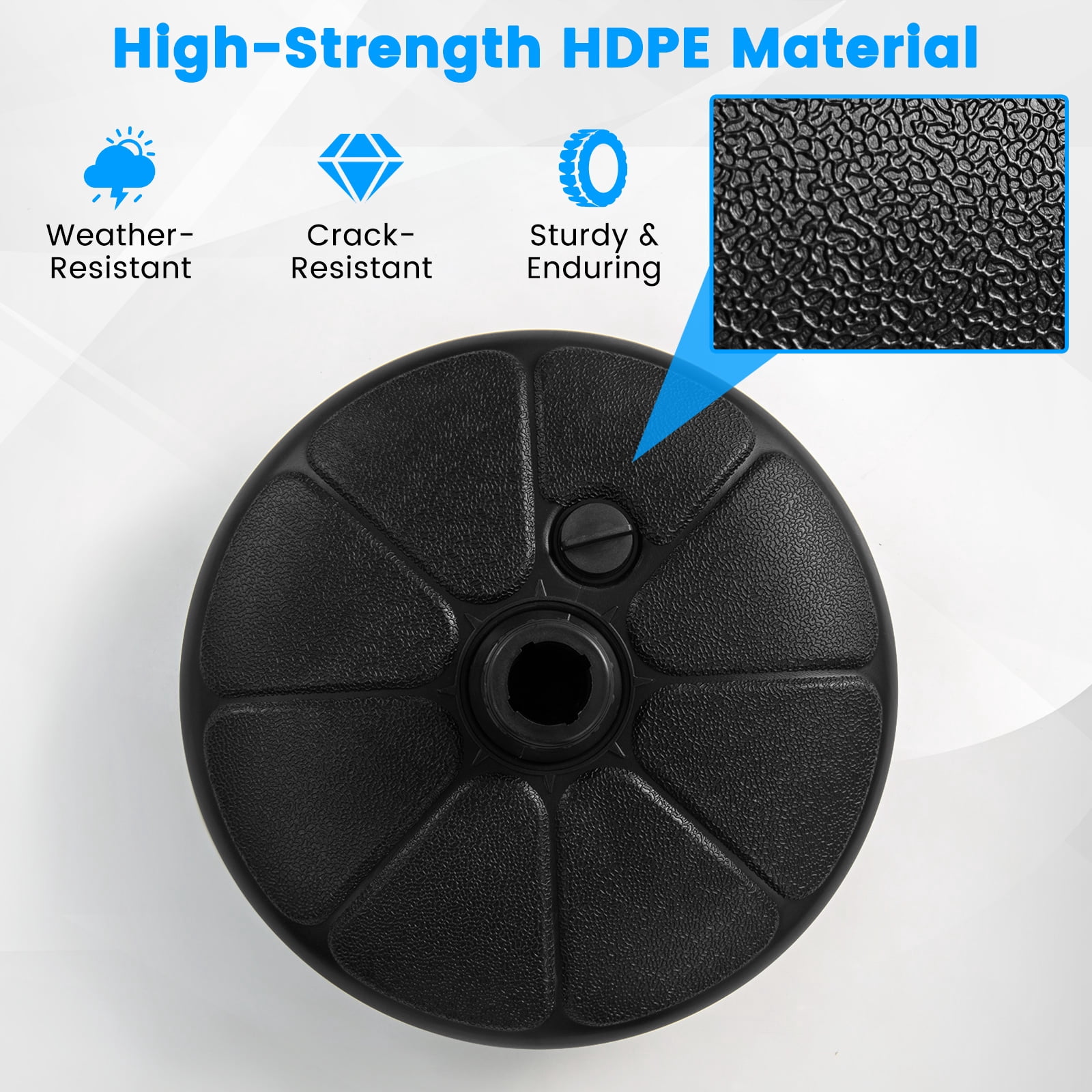 Gymax 40 LBS Patio Umbrella Base Round 14.5 Inches Water Sand Fillable Umbrella Stand