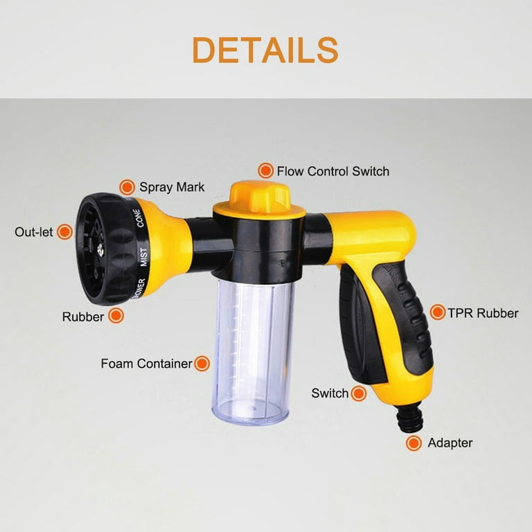Yellow Foam Sprayer Garden Water Hose Foam Nozzle Soap Dispenser Gun For Car  Washing Pets Shower Plants Watering