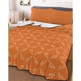 thumbnail image 2 of Orange Morocco Summer Quilt Set Twin Size,Soft Microfiber Quilted Bedding Set with 2 Pillow Shams,Geometric Leaf Diamond Lattice Abstract Lightweight All Season Bedspread Coverlet for Bedroom 68"x86", 2 of 6