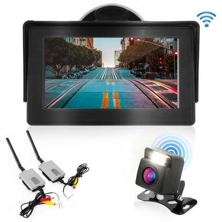 PYLE PLCM4580WIR - 2.4Ghz Backup Camera & Video Monitor System with Wireless Video Transmission, Waterproof Rated Cam, Night Vision, 4.3’’ -inch (Best Rated Wireless Surveillance Camera System)