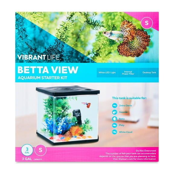 Vibrant Life Betta View Aquarium Starter Kit, 3 Gallon