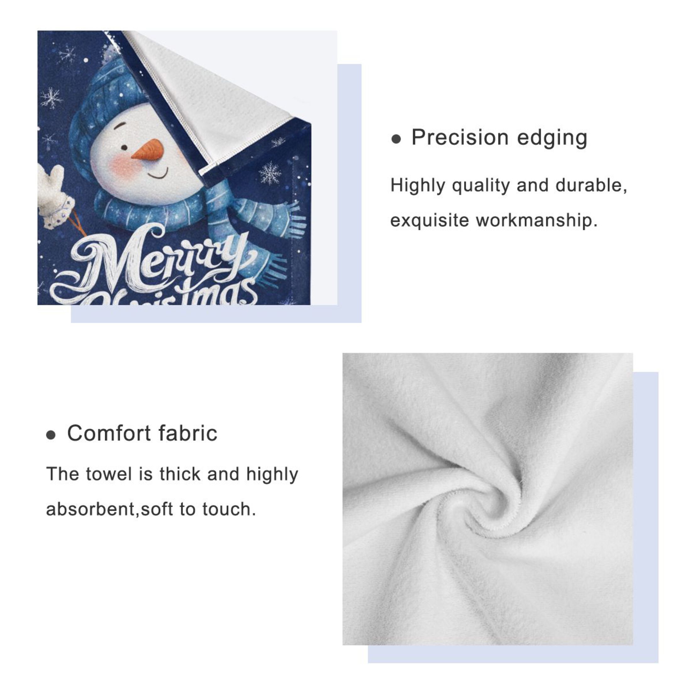 3 Piece Bath Towels Set Bath Towel, Hand Towel and Face Towel for Bathroom, Gym, Hotel Snowman Wearing Blue Scarf and Hat