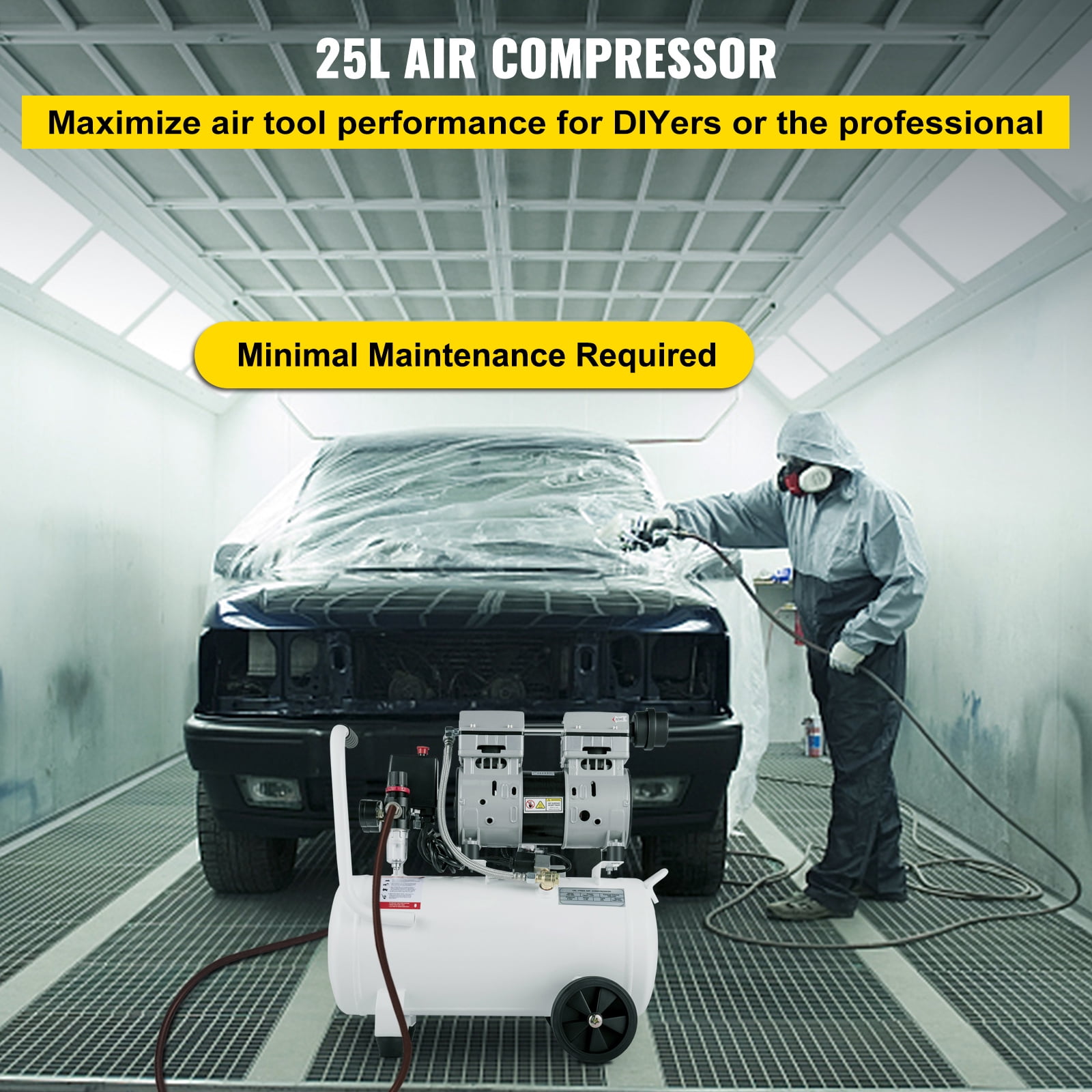 BENTISM Air Compressor 6.6 Gallon, Portable Air Compressor 1 HP, Oil Free Air Compressor Steel Tank 750W, Pancake Air Compressor 115 PSI, Ultra Quiet Compressor for Home Repair, Tire Inflation