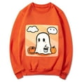 thumbnail image 3 of CLOISE Women Halloween Sweatshirts Fashion Ghost Graphic Pullover Sweatshirts Fall Long Sleeve Crew Neck Hoodies Shirts Comfy Tops Festival Party Outfits Orange M Treat, 3 of 5