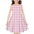 thumbnail image 1 of Zwiiyzr Robe d'Été pour Petites Filles 4-14 Ans Col Rond Sans Manches Robe Décontractée Florale Ligne A Rose, 1 of 3