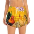 thumbnail image 4 of Lsque The Chicken Family Printed Women's Running Shorts with Liner Pockets,Elastic Quick Dry Workout Athletic Gym Yoga Shorts,Womens High Waist Shorts-Medium, 4 of 9