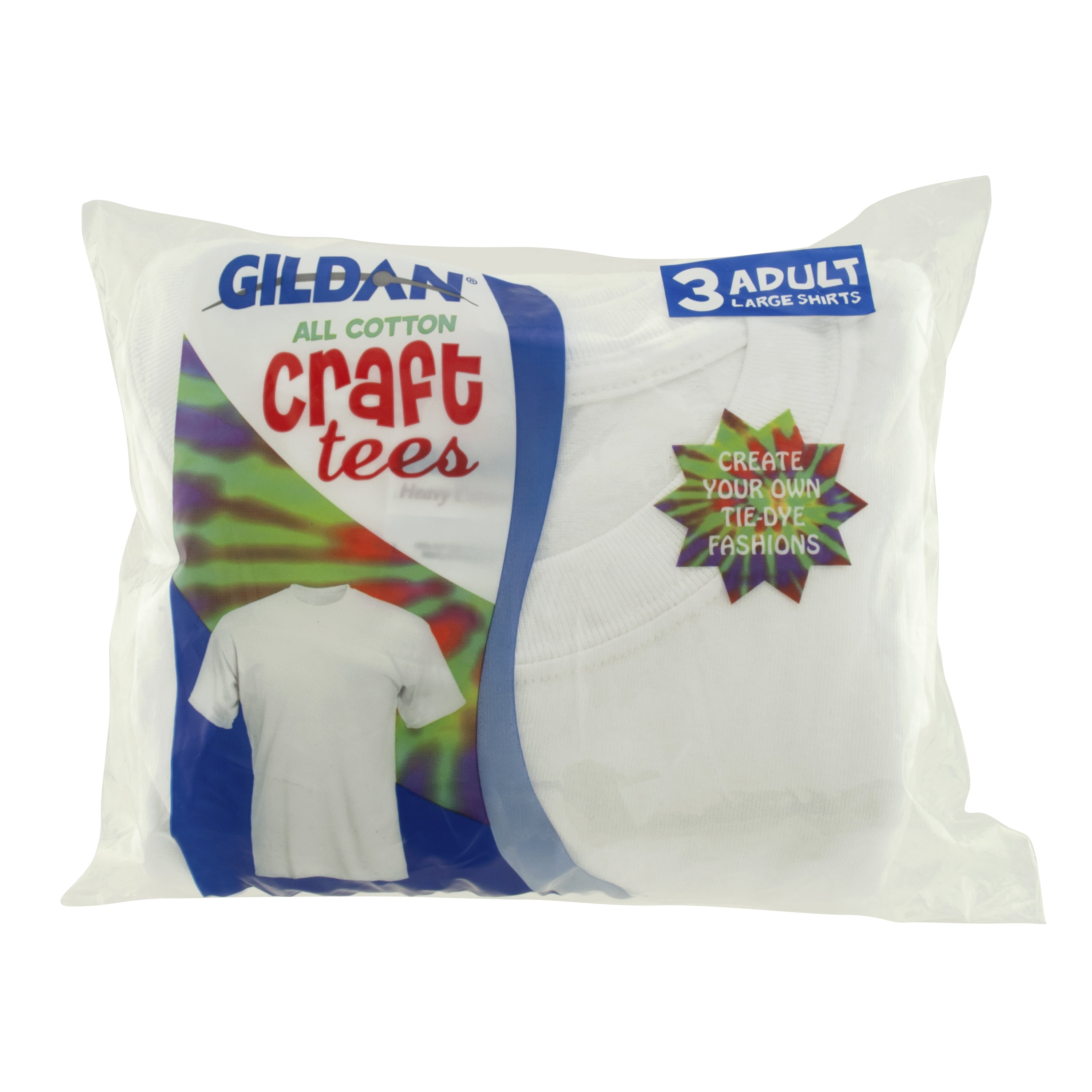 Gildan Adult Cotton Short Sleeve White Crew T-Shirt, 3-Pack, Large