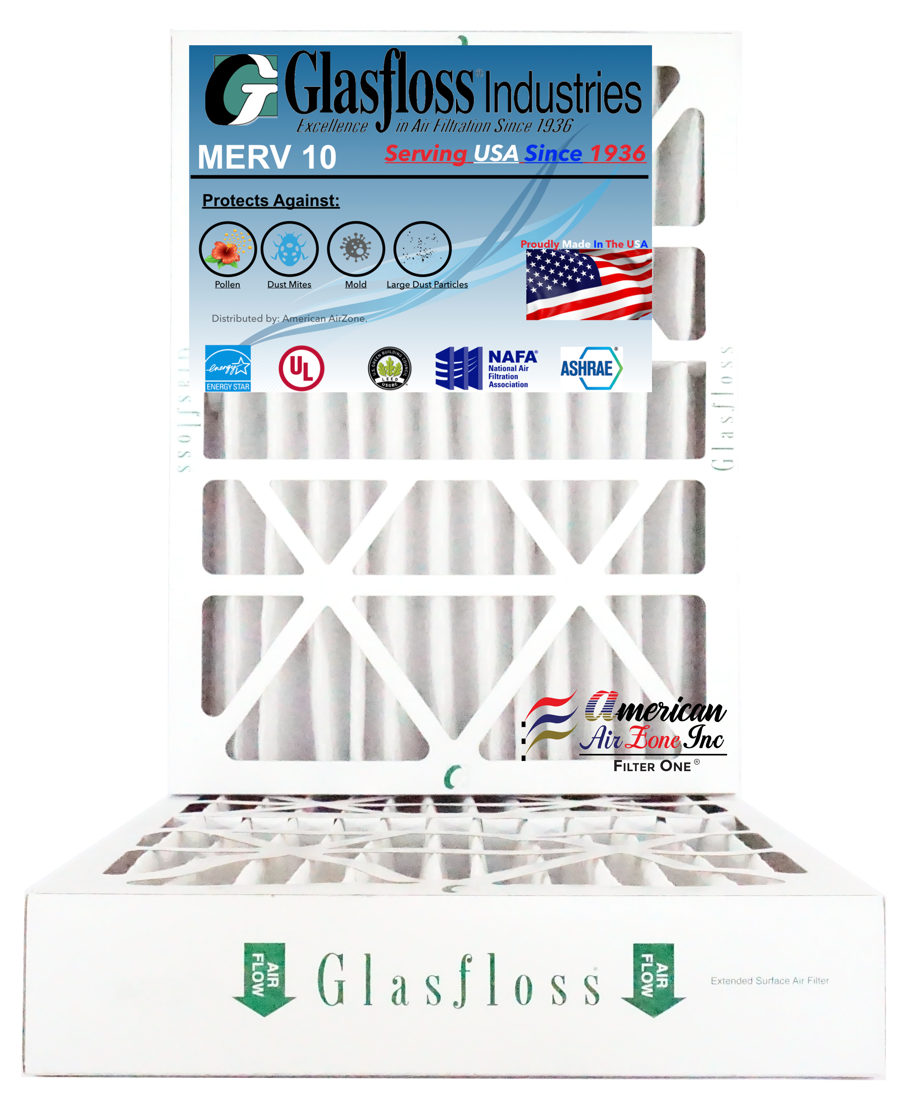 Glasfloss Air Filter 18x20x4 4" MERV 10 (Pack of 2) AC or HVAC