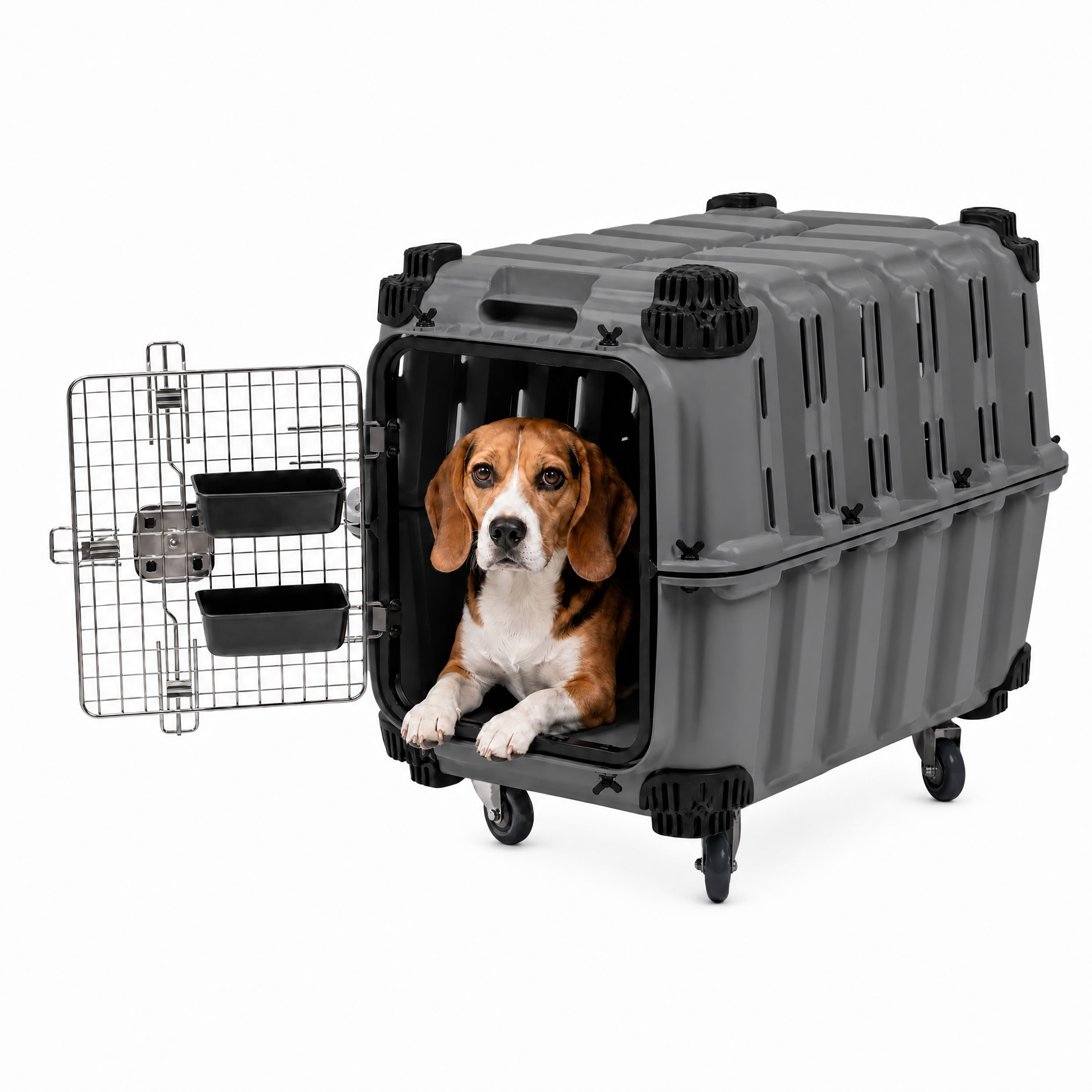 Mammoth Guardian Strong and Durable 32-inch Plastic Dog Kennel, Gray