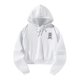 thumbnail image 4 of Sudadera con capucha corta para mujer Ropa con hombros caídos Ropa deportiva de manga larga Sudadera con capucha holgada con cordón S, 4 of 8