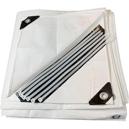 Heavy Duty White Poly Tarp 10' X 20' (10 Mil) - Tough - Durable- Waterproof-Good for Canopy-Tent-RV Cover and Versatile Material