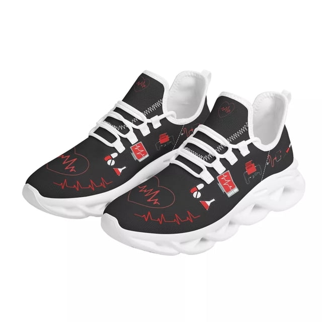 Zapatos casuales de otoño Doginthehole, zapatillas de deporte de moda con estampado de corazón de enfermera, calzado de malla transpirable para caminar, planos para hombres