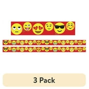 (3 pack) Charles Leonard Emoji Theme Magnetic Borders/Trims, Rectangle Cut, 24' per Pack, 2 Packs