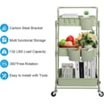 thumbnail image 3 of 3 Tier Rolling Cart, Metal Utility Cart, Folding Mobile Multi-Function Storage Trolley Organizer Cart for Home Library Office(Green), 3 of 18