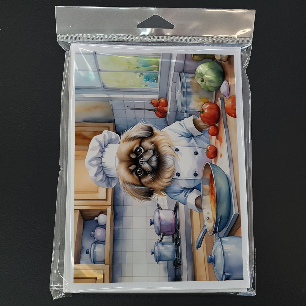 Pekingese The Chef Greeting Cards Pack of 8 7 in x 5 in