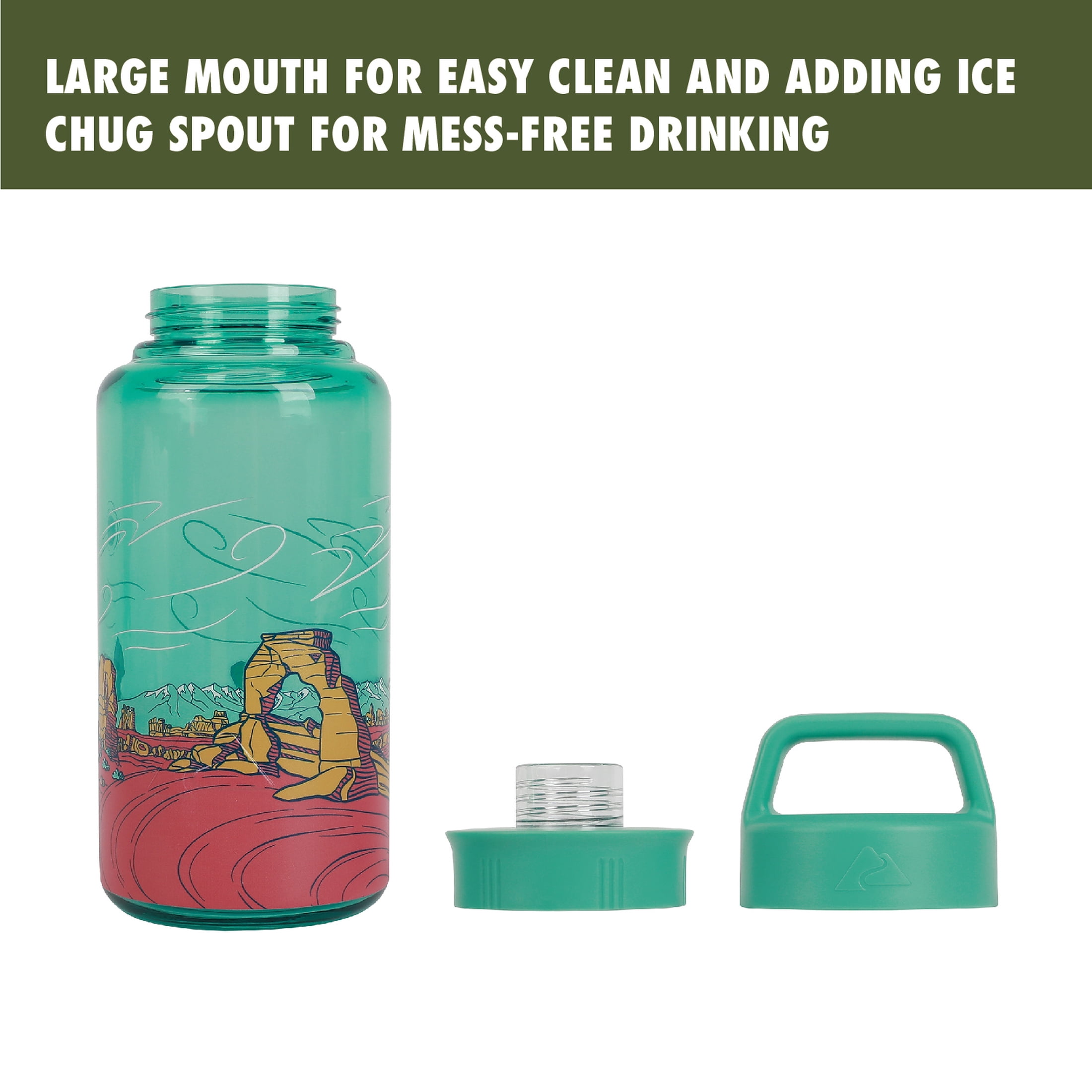 Ozark Trail 32 oz BPA-Free Tritan Chug Water Bottle, Sandstone Sky