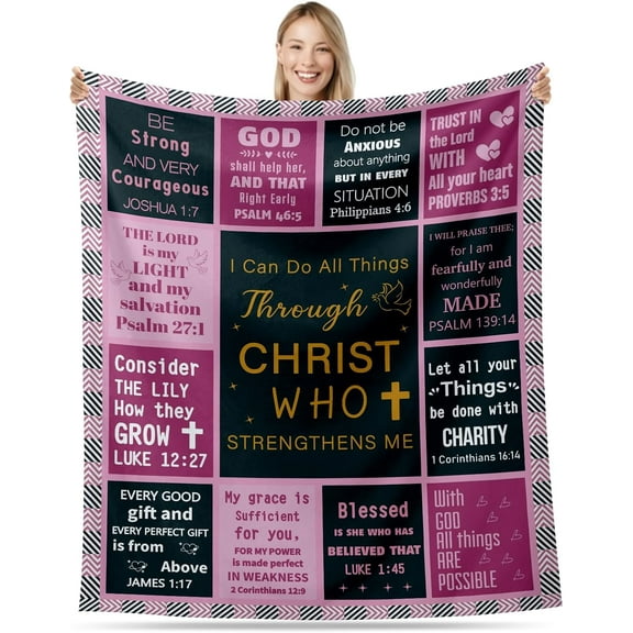 Baptism Throw Blankets for Boys Catholic Girls Confirmation Gifts for Teenage Girls Baptism Decorations Religious Blankets for Women Men Bible Verse Blanket First Communion Christmas Easter 30x40"