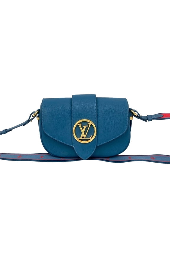 Pre-Owned LOUIS VUITTON LV Pont Neuf Soft MM Leather Mini Shoulder Bag Pouch Sacoche Blue 64-10