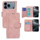 thumbnail image 1 of For iPhone 17 Pro Leather Case Line Pattern Wallet Phone Cover with 9 Card Slots - Rose, 1 of 5