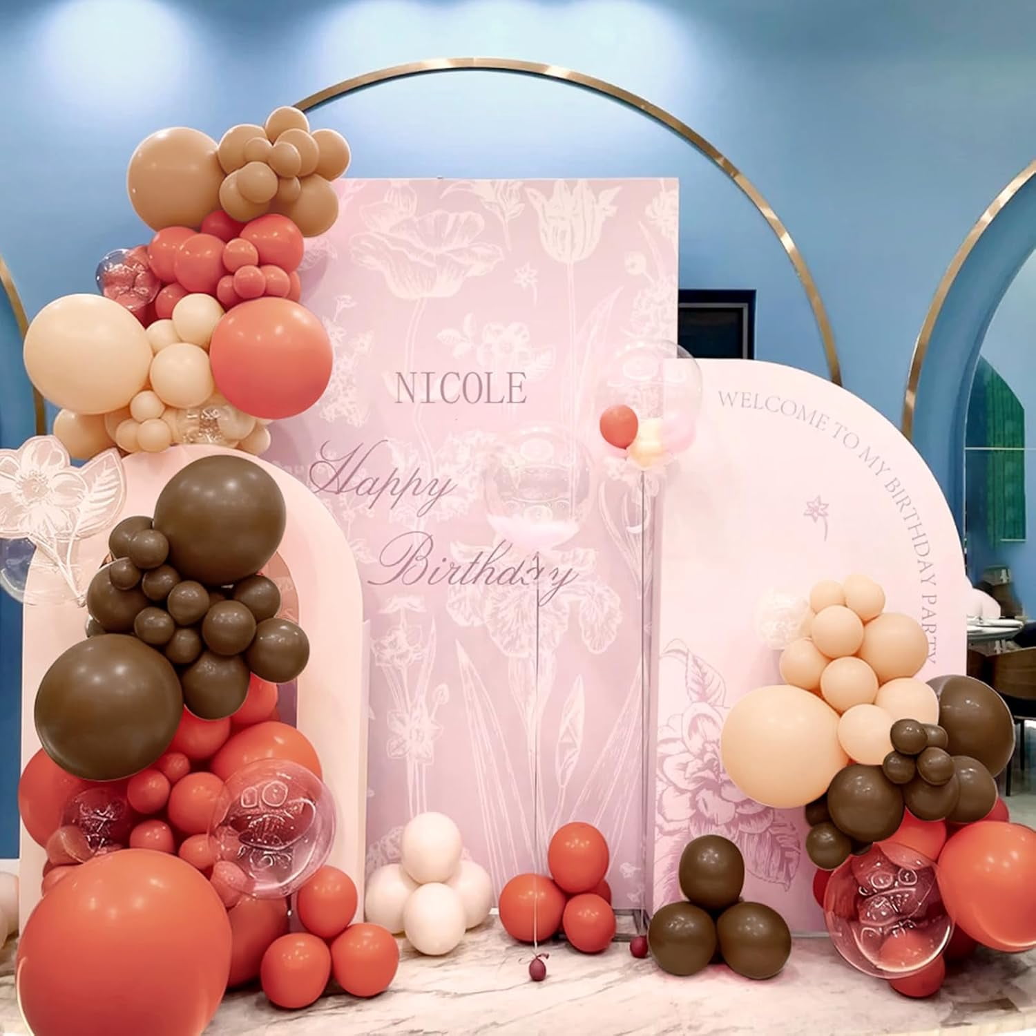 Burculy   Dusty Orange and Brown Balloon Arch Kit, 166Pcs Burnt Orange Camel Chocolate Brown Nude Balloons Garland for Boho Thanksgiving Autumn Baby Shower Fall Birthday Decorations