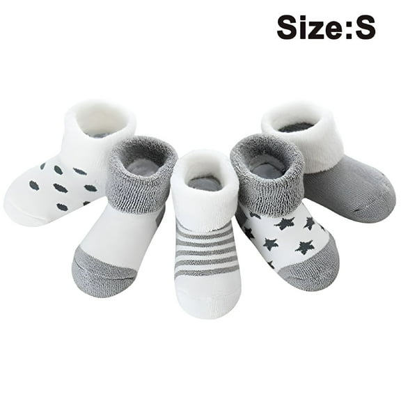 TELOLY Baby Socks, Organic Cotton Infant Socks, Unisex, Soft & Hypoallergenic Newborn Socks, 5 Pairs, Gray 0-6 months