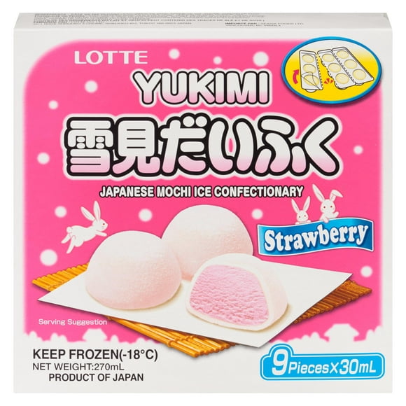 Lotte Mochi Strawberry, Mochi (rice cake) filled with strawberry ice-cream