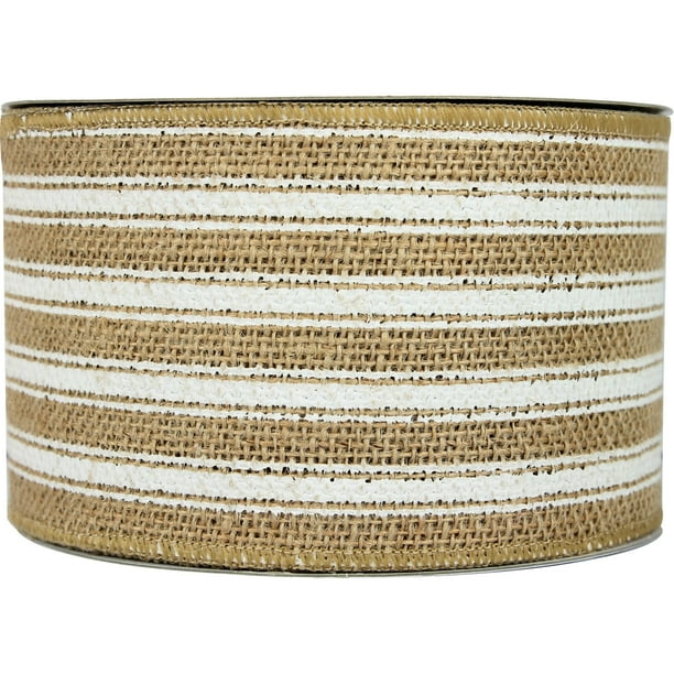 Holiday Time Christmas Decor Burlap Ticking 3.5" x 35' Ribbon Walmart
