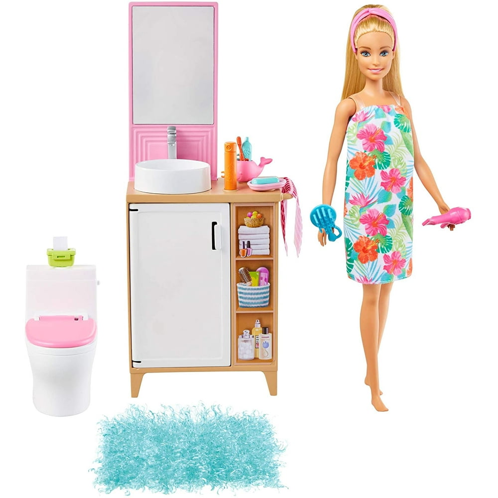 Barbie Doll and Bathroom Furniture Playset Doll (11.5-inch Blonde