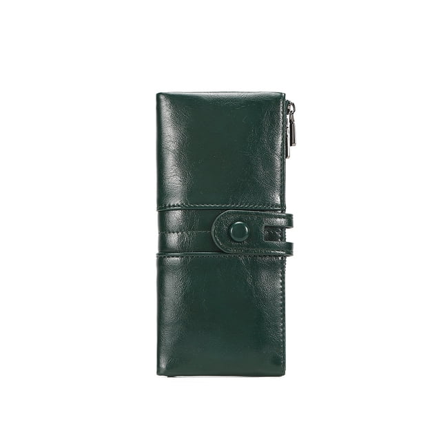 Qarigey Cartera larga para mujer, monedero con cremallera, monedero, bolso para teléfono móvil, soporte para dinero, tarjeta práctica, Carteras Verde