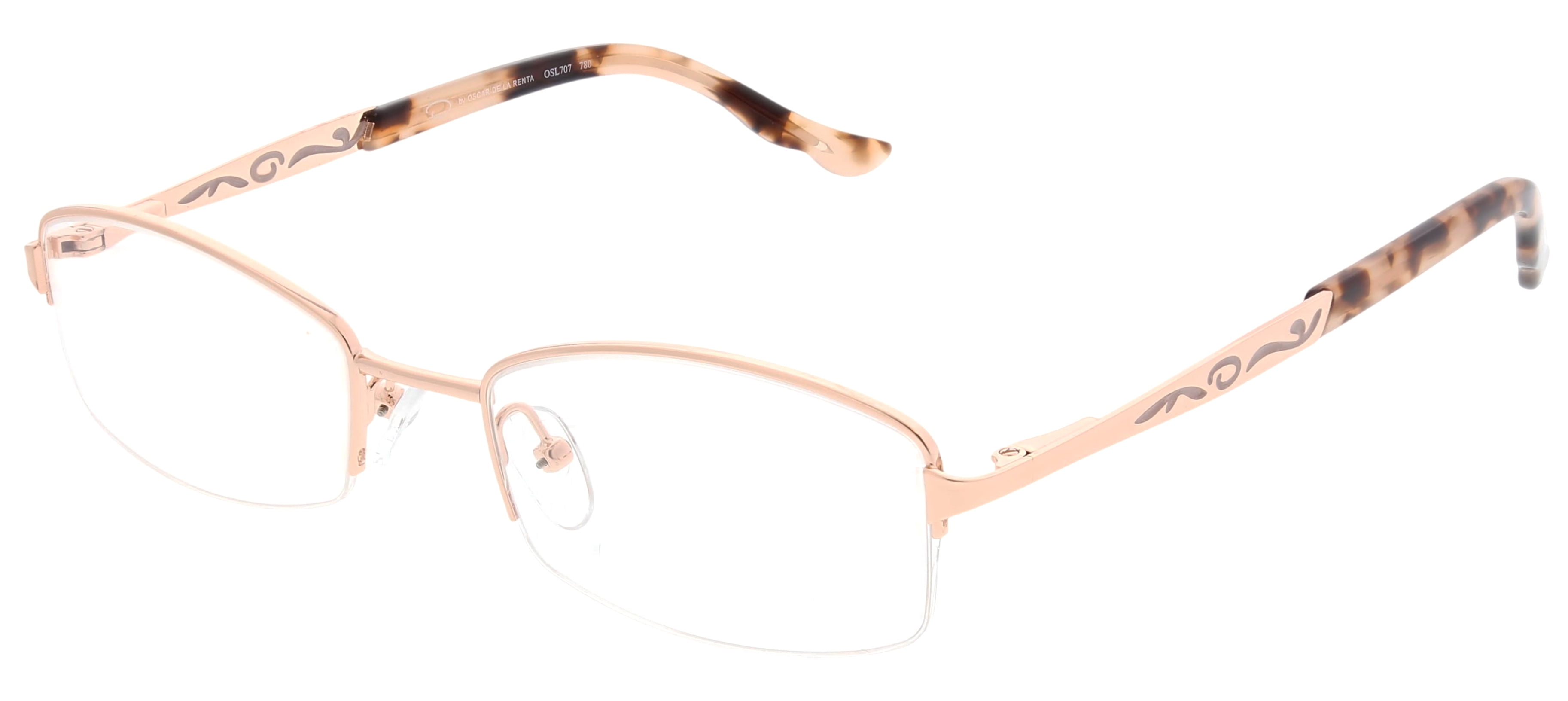 Oscar by Oscar de la Renta Womens Eyeglasses OSL707 Shiny Rose Gold Semi-Rimless Rectangle