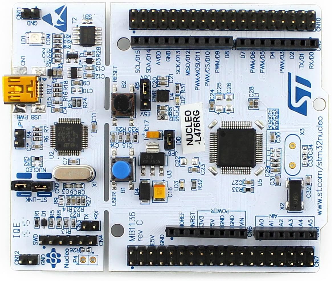 NUCLEO-L476RG STM32 Nucleo-64 Development Board with STM32L476RGT6 MCU integrates The ST-LINK/V2-1 debugger and Programmer