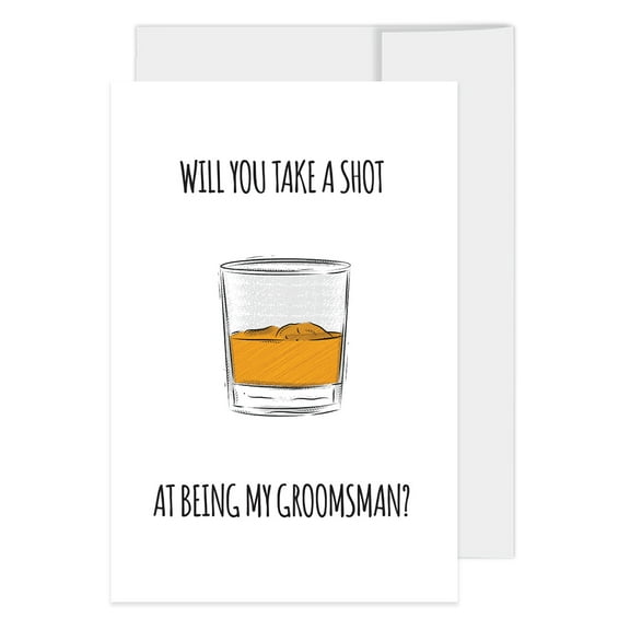 Koyal Wholesale Groomsmen Proposal Cards with Envelopes, Set of 16 Will You Take A Shot At Being My Groomsman