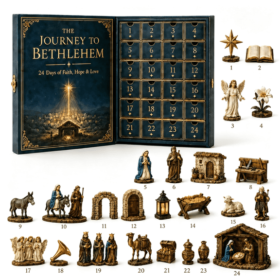 2026 Journey to Bethlehem Nativity Advent Calendar, 24 Pcs 2D Acrylic Hanging Ornaments Set, Christmas Countdown Keepsake Ornaments for Holiday Gifting