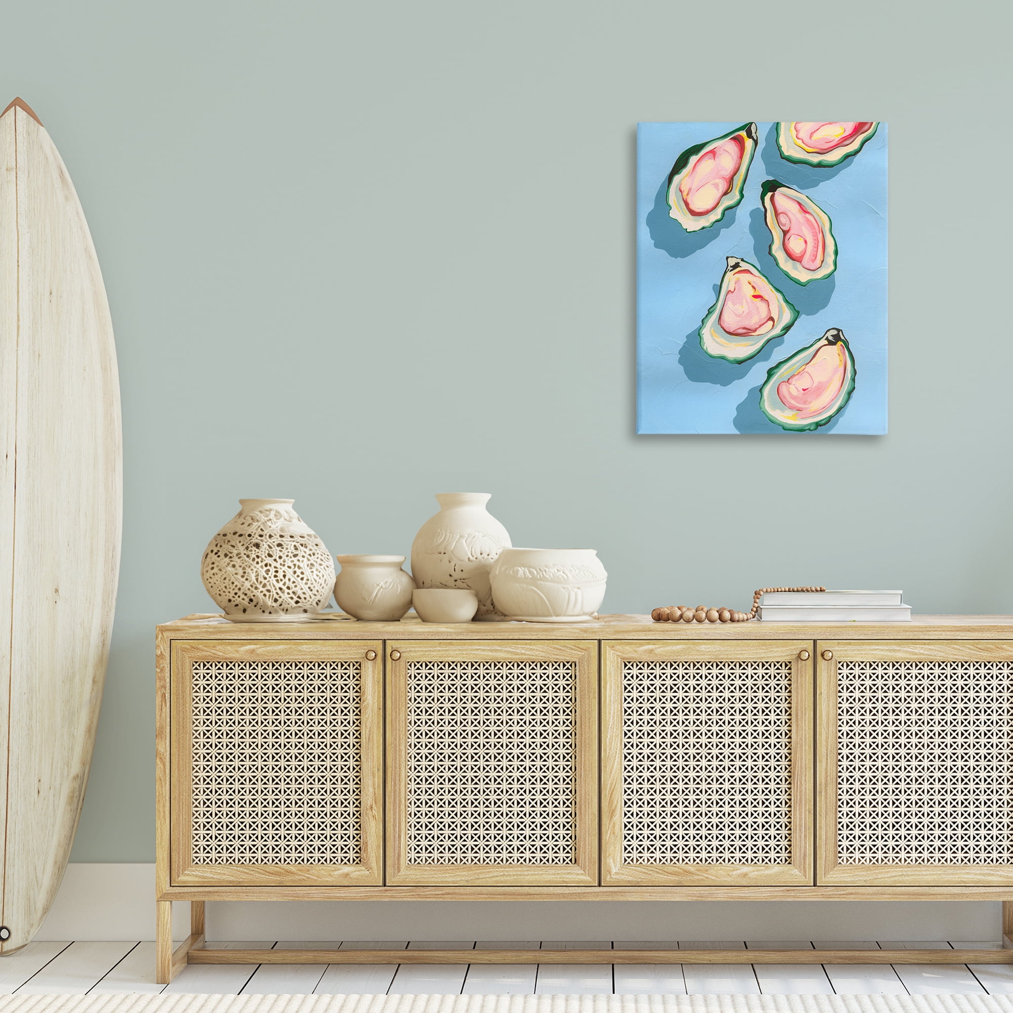 Stupell Industries Summer Beach Oysters Animals & Insects Painting Gallery Wrapped Canvas Art Print Wall Art, 24 x 30