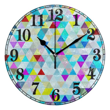 Geomeric Abstract Triangle 10" Silent Wall Clock Non-Ticking Battery Clocks