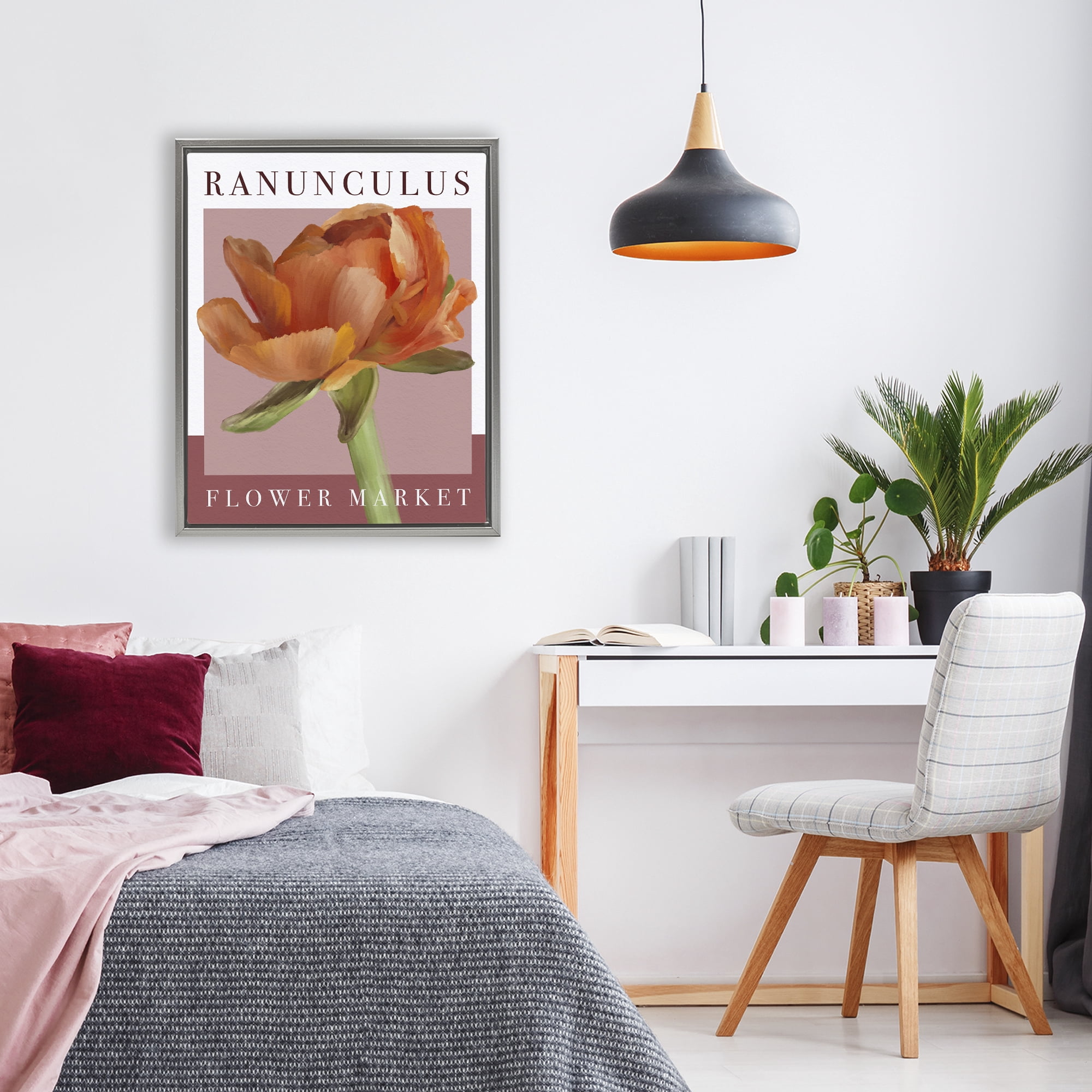Stupell Industries Ranunculus Flower Market Gray Framed Floater Canvas Wall Art, design by Jennifer Stith